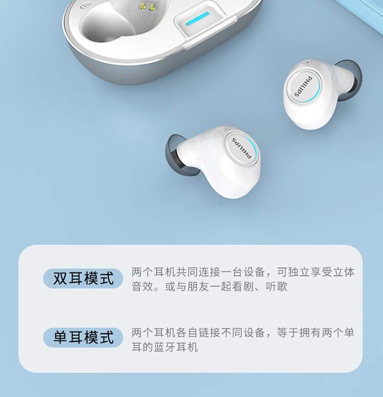 飞利浦(philips)无线蓝牙耳机(tat1205,黑色)